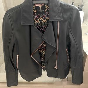 Ted Baker leather jacket with Rose gold hardware